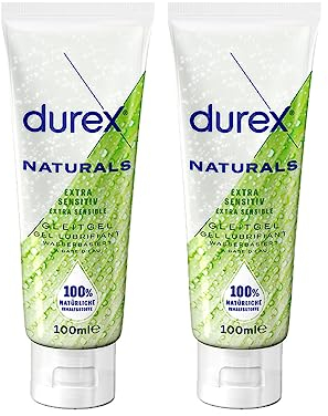 Durex Naturals Gleitgel auf Wasserbasis – Gleitmittel aus 100% natürlichen Inhaltsstoffen und mit Intim-Balance-Formel – 2 x 100 ml in der Tube