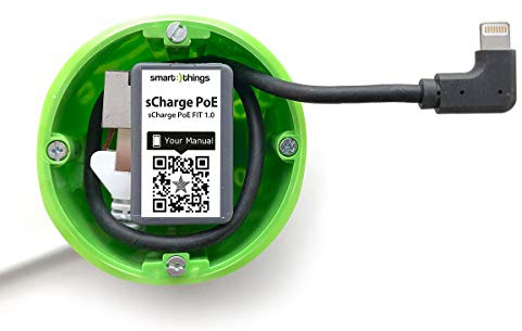 Smart Things sCharge s28 L USB-C PoE Adapter - PoE Injector Unterputz | PoE+ Netzteil für iPad & Surface, IEEE 802.3af/at, inkl. 30 cm Lightning-Kabel, Laden & Daten, 5V-20V Power Delivery