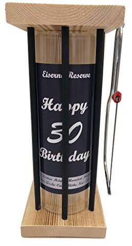 Happy Birthday 30 Eiserne Reserve Spardose Black XL incl. Säge zum zersägen der Stäbe, Geldgeschenk, das andere Sparschwein, witzige Sparbüchse, Geschenkidee