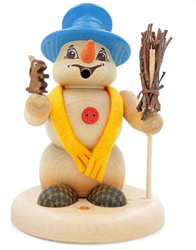 Kuhnert - Erzgebirgische Holzkunst Räuchermann Räucherfigur Schneemann 13cm - Tierfreund