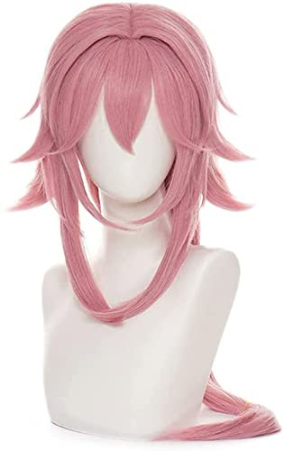 Genshin Impact Perücke, Anime Cosplay Yae Miko Perücke, mit gratis Perückenkappe, für Halloween, Party, Karneval, Nachtleben, Konzerte, Hochzeiten