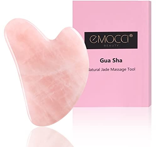 Gua Sha Rosenquarz Stein Jade Guasha Set Face Schaber Massage Facial Roller Gesichtsroller Massagesteine für Gesicht Augen Anti-Aging Nacken Massagewerkzeug Geschenkset