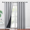 PONY DANCE Verdunklungsgardine Schlafzimmer Vorhänge mit Ösen 2er Set H 220 x B 140 cm Blickdichte Gardinen mit Schwarzem Futter Blackout Thermal Curtains for Bedroom, Silbergrau