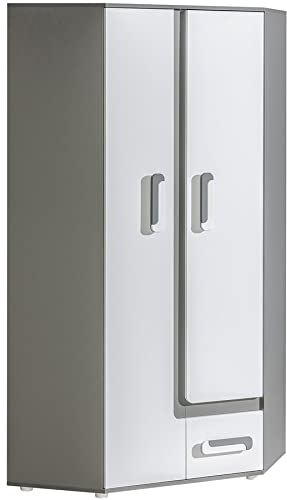 Marmex Appetito 02 - Jugend-Eckkleiderschrank, Eckkleiderschrank mit Einlegeböden, mit Schublade, geräumiger Kleiderschrank