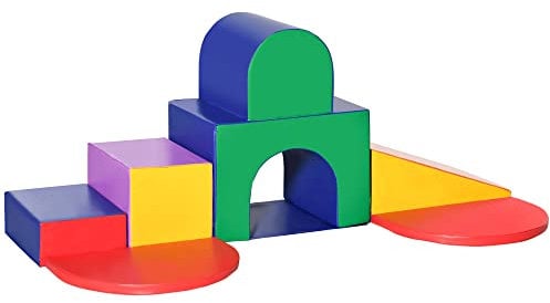 HOMCOM 7 Pieces Foam Soft Play Set Kids Indoor Climbers Play Structures Toddler Educational Play