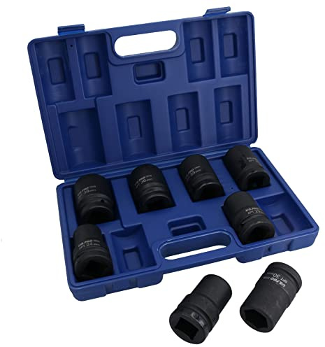 1in Drive Double Deep Metric MM Impact Sockets 6 Sided 24mm – 38mm 8pc