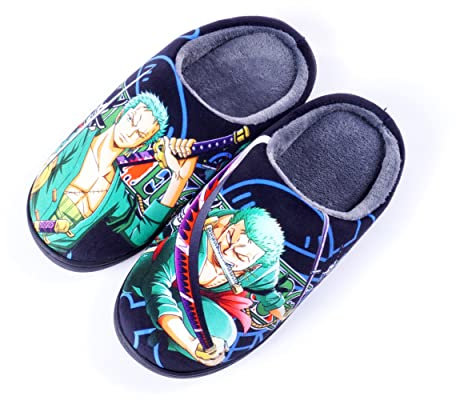 Roffatide Anime Fuzzy Closed Toe Open Back Slippers with Rubber Sole House Slippers Non-Slip Indoor Plush Shoes for Women 8.5-9.5/ Men 9-10