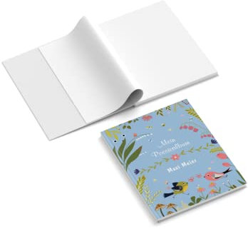 easyprint Poesiealbum personalisiert mit Name | Design Flowers & Birds | 148 x 210 mm | Hardcover | Papier 100 g/m² | Blanko Innenseiten | Farbe wählbar | Freundebuch | Erinnerungsbuch (Blau)
