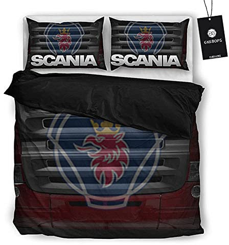 SPONYBORTY Dreiteiliges weiches und atmungsaktives Bettlaken-Bettbezug-Set SCA-Nia 3D-gedruckte Mikrofaserbettwäsche + 2 Kissenbezüge Kurze Hose/A / 135x200cm