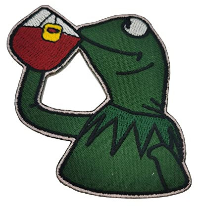 Kermit None My Business Frosch Sipping Tea Patches Stickerei Aufnäher Aufbügler für Kleid Jeans Jacken Frosch Applikation Streifen Abzeichen DIY Zubehör