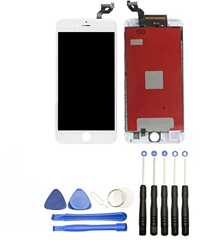 JUANIO Pantalla Completa en Marco Compatible con iPhone 6S+ Blanco + Herramientas