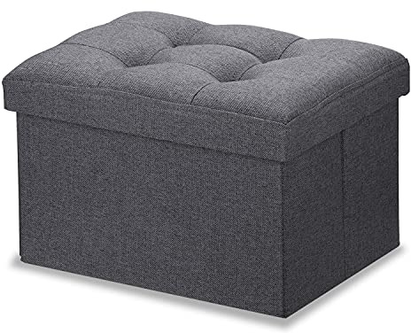 LINMAGCO Ottoman with Storage Small Foot Rest Stool Under Desk Stool Short Folding Footrest for Living Room Bedroom Home Office Dorm Dark Gray 16X12X12IN