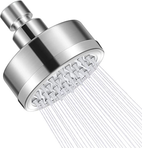 Cabezal de ducha, cabezal de ducha de alta presión de 3 pulgadas, cabezal de ducha fijo ajustable con bola giratoria, cabezal de ducha de lluvia de acero inoxidable 304 (80 mm)