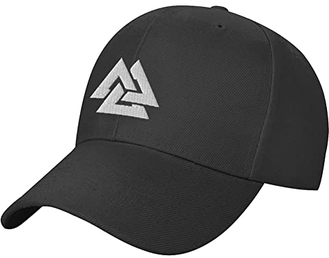 WDBAYXH Celtic Knot Baseballkappe Viking Bestickte Hut Herren Frauen Trucker Hut, Baumwolle Verstellbar Golf Sport Laufen Outdoor Cap, Schwarz Retro Freizeit Paar Hut Sonnenmütze,Valknut
