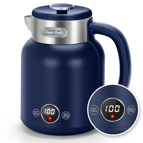 Taylor Swoden Sara - Wasserkocher Edelstahl mit Temperatureinstellung, 2200 W, 1,7 L, LED-Anzeige, 1 Stunde Warmhalten, Automatische Abschaltung, Energiesparend