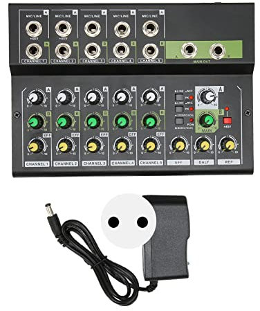 Audiomixer, Rauscharmes 10-Kanal-Stereo-Kompaktmixerboard für Submixing, Digitaler Effektchip, Ideal für Kleine Clubs oder Bars, Als Gitarren-, Bass-, Keyboard-Mixer,