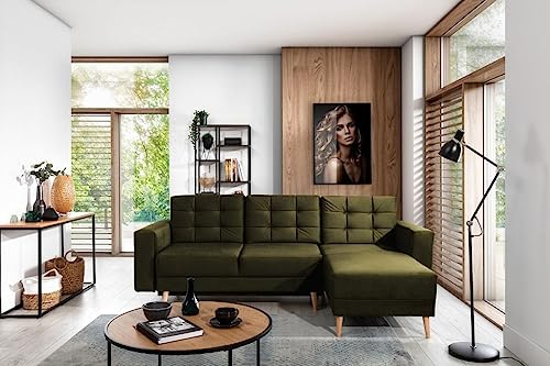 Ecksofa Odegaard mit Schlaffunktion | 248 x 162 x 93 cm | Olivgrün