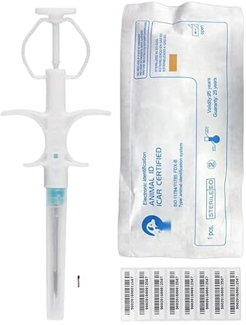 TAEING Mikrochips für Haustiere, 134,2 kHz, 1,4 x 8 mm, für Haustiere, Katzen, Hunde, Implantat-Kit für tierärztliche Behandlung, 10 Packungen