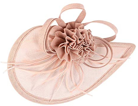 2023 Fascinator Hut Feder Mesh Tea Party Haarband für Frauen, Fascinator Hut Feder Mesh Netz Schleier Party Hut Hüte Hut mit Clip und Stirnband für Frauen, Federn Clip Kopfschmuck (Pink, One Size)