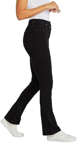 BGA Schützende Motorradhose Damen - Bikers Gear Australia Bootcut Damen Motorradhose Kevlar Jeans Verstärkte Hüft- und Kniesicherheit, Schwarz , XS