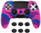 PlayVital Anti-Rutsche Hülle für ps5 Edge Controller,Case Schutzhülle Hülle Skin aus weichem Gummi mit 6 Stück Stick Kappen für PS5 Edge Wireless Controller(3D Noppen Edition,Rosa & Lila & Blau)