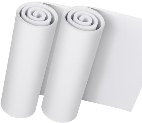 Do²ping 2 Paquets de Mousse EVA 5mm, 35.5 x 150cm Mousse EVA Blanc, EVA Foam Cosplay haute densité 86kg/m3 pour projet de bricolage de costume (2PCS 5mm Blanc)