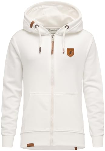 REPUBLIX Damen Sweatjacke Hoodie Sweatshirt Pullover Zipper Jacke RD-023 Weiß S