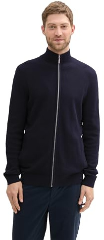 Tom Tailor Herren Strickjacke aus Baumwolle, 13160 - Knitted Navy Melange, XXL