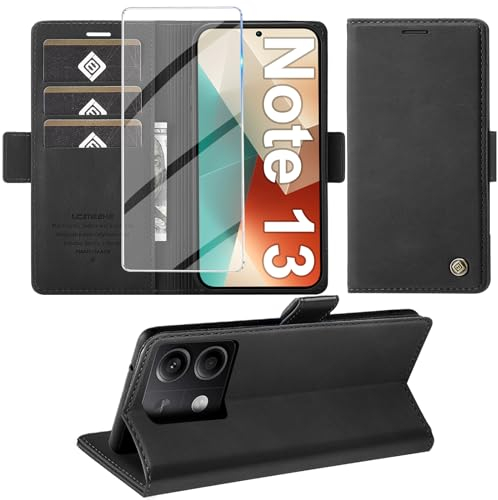 Giyer Handyhülle für Xiaomi Redmi Note 13 5G - PU Leder Wallet Flip Case mit Ständer, Kartenfach & Klapphülle - Schwarz