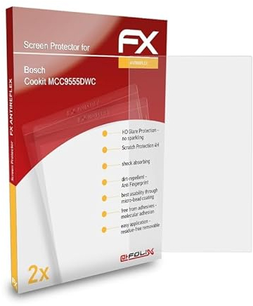 atFoliX Panzerfolie kompatibel mit Bosch Cookit MCC9555DWC Schutzfolie, entspiegelnde und stoßdämpfende FX Folie (2X)
