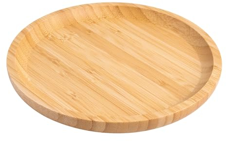 ZYDYRX Bandeja Redonda Bambú Posavasos Bambú Redondo Bandeja Redonda Madera Posavasos Bambú Bandeja Redonda Bambú 20 * 20 * 2CM Bandeja Redonda Bambú para Té Plantas Alimentos