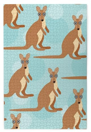 Funny For Kangaroo Zoo Buntes Holzpuzzle – herausforderndes Bilder-Puzzle-Spiel für Erwachsene und Puzzle-Enthusiasten – 1000 Teile interaktives Puzzle