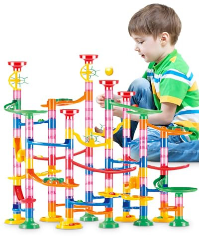 E-SMARTER Marble Run Age 6+ 133pcs, Marble Runs for Kids, Educational Learning Toy, Race Coaster Construction Railway Building Blocks Toy for Boys and Girls, Thanksgiving, Birthday, Kids