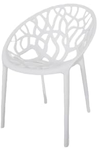 BURI Design Gartenstuhl weiß – Stapelstuhl Kunststoff wetterfest – Balkonstuhl modern 80cm – ergonomisch & pflegeleicht – Outdoor Terrassenstuhl stapelbar
