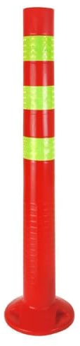 Sperrpfosten [Höhe-68cm] - Absperrpfosten Kunststoff reflektierend | Absperrung mit Standfuß [Befestigung mit Schrauben] | Absperrständer | Park Pfosten Farbe Rot | Leitpfosten | Poller
