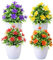 Pesoncarl 4 PCS Artificial Flowers in Pots - Plastic Outdoor Plants, No Fade, Lifelike Fake Potted Plants for Home Bathroom