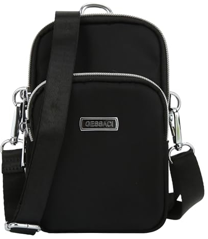 irisaa Umhängetasche Handytasche für Damen&Herren, kleine Schultertasche Crossbody, Gürteltasche Hüfttasche mit vielen Fächern, DKB Farbe:Schwarz