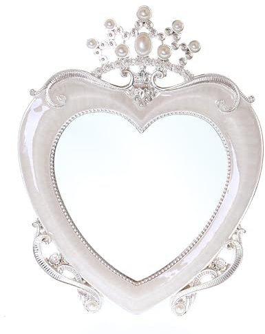 Kawaii-Story BM-wx009655 Weiß Metall Luxus Design Herz Krone Strasssteine Dekoration Fotogröße Tisch Spiegel