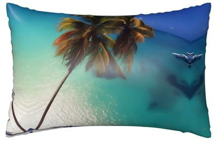 Strand-Kissenbezug, Kokosnuss, Sonnenschein, für Schlafzimmer, weicher Kissenbezug mit verstecktem Reißverschluss, Kunstseide, für Haarpflege, 50,8 x 76,2 cm, 1 Stück