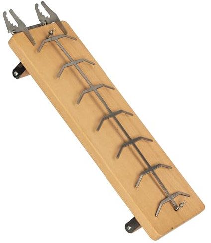 Deistar Flammlachsbrett – massives Buchenholz – einstellbare Lachshalterung – verstellbare und neigbare Edelstahlhalterung – für Grill + Feuerschalen – 2 Haltegriffe – 55 x 18 cm – ohne Leim