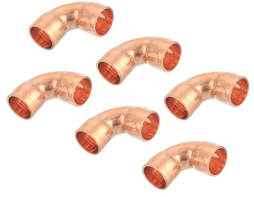 QUARKZMAN 6 Pezzi 9,52mm 90 Gradi Raccordi per Tubo Tubazioni in Rame a Gomito Corto con Connessione a Saldatura Sudore per Impianti Idraulici, 21,5x21,5mm