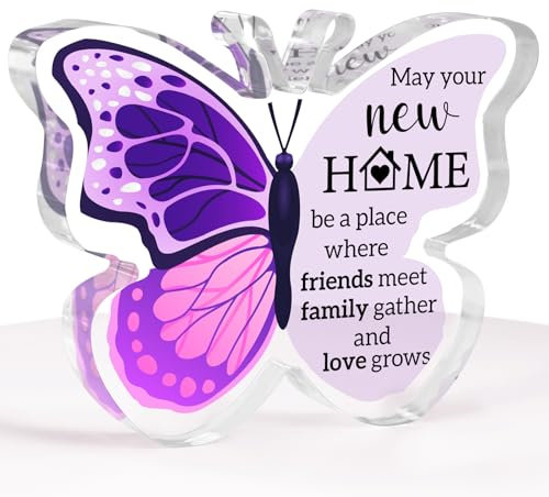 Regalos para el nuevo hogar, regalos de inauguración de la casa para el nuevo hogar, placa de mariposa acrílica, regalos de inauguración de la casa para nuevo hogar, decoración de casa nueva para