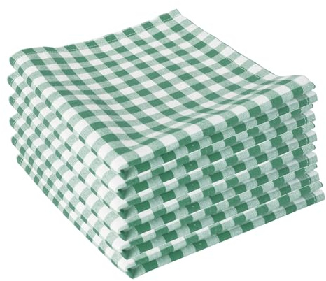 Stoffservietten Grün kariert 40x40 cm im 6er Pack – Servietten Baumwolle kariert Grün, Karo Stoffservietten für Tischdeko & Landhausstil
