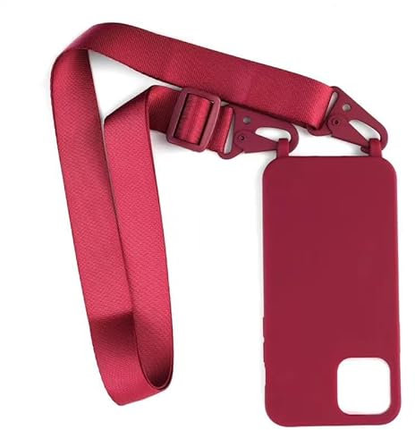 PuYu Zhe Funda para iPhone 16 Pro,Ajustable Collar Correa de Cuello Cordón Carcasa Caja Silicona TPU Bumper Caso-Rojo Vino
