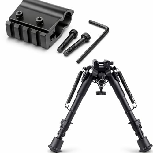 M1 Garand Zweibein-Adapter aus Aluminium, robust, 4,6 cm, 4,6 cm, Picatinny Weaver-Halterung, taktisches OP-Zweibein, Gummifüße, 15,2 cm bis 22,9 cm Mittelhöhe