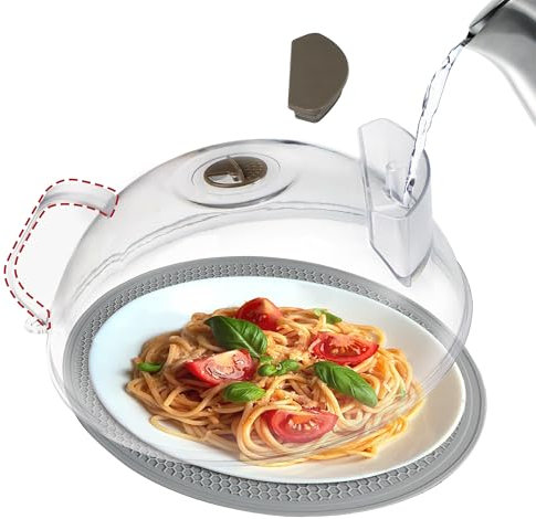 Sondeng Mikrowellen Abdeckung Mit Griff,26cm Microwellenabdeckungen für Lebensmittel,Transparent Mikrowellenhaube Spritzschutz Deckel Kommt Mit Silikon Topfuntersetzer Mikrowelle Abdeckhaube Zubehör