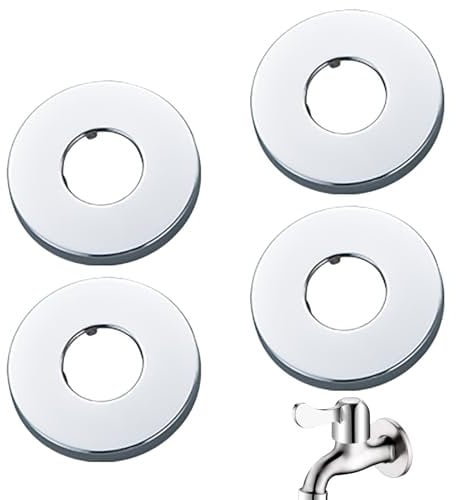 Hugwish Rosace Mitigeur Douche Acier Inoxydable (3/4) Ø 27 mm x Ø 70 mm x hauteur 10 mm 4pcs, Rosace Robinet, Garniture Pour Robinet De Douche Muraux (4, 70x10mm Argent)