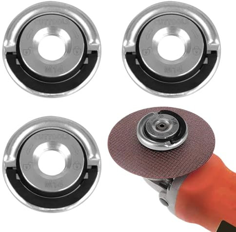 Lot de 3 écrous de serrage rapide Flex pour meuleuse d'angle - Écrou de serrage rapide M14 avec levier auto-bloquant - Écrou à serrage rapide - Pour meuleuse d'angle - Changement de disque abrasif