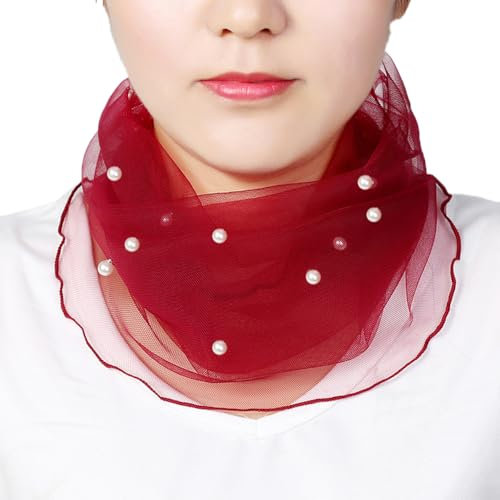 Blausky Damen Perlenschal, Einfarbig, Weinrot, 1 Stück