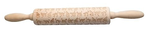 VINTORKY Holz Nudelholz Mit Katzenprägung Geprägtes Teigrolle Für Backen Und Kochen Rutschfestes Langlebiges Embossing Rolling Pin Für Keksteig Pasta Und Gebäck Zuhause Oder Geschenk